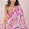 Intricate Pink Digital Printed Soft Silk Saree With Engrossing Blouse Piece