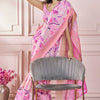 Intricate Pink Digital Printed Soft Silk Saree With Engrossing Blouse Piece