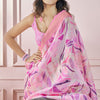 Intricate Pink Digital Printed Soft Silk Saree With Engrossing Blouse Piece