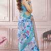 Delightful Firozi Digital Printed Soft Silk Saree With Entrancing Blouse Piece