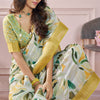 Bewitching Mustard Digital Printed Soft Silk Saree With Cynosure Blouse Piece