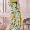 Bewitching Mustard Digital Printed Soft Silk Saree With Cynosure Blouse Piece