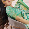 Fugacious Green Digital Printed Soft Silk Saree With Imbrication Blouse Piece