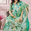 Fugacious Green Digital Printed Soft Silk Saree With Imbrication Blouse Piece