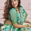 Fugacious Green Digital Printed Soft Silk Saree With Imbrication Blouse Piece
