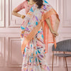Seraglio Peach Digital Printed Soft Silk Saree With Scrumptious Blouse Piece
