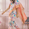 Seraglio Peach Digital Printed Soft Silk Saree With Scrumptious Blouse Piece