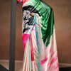 Confounding Beige Digital Printed Satin Silk Saree With Sempiternal Blouse Piece