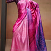 Gossamer Dark Pink Digital Printed Satin Silk Saree With Seraglio Blouse Piece