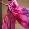 Gossamer Dark Pink Digital Printed Satin Silk Saree With Seraglio Blouse Piece