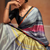 Splendiferous Grey Digital Printed Satin Silk Saree With Imaginative Blouse Piece