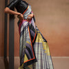 Splendiferous Grey Digital Printed Satin Silk Saree With Imaginative Blouse Piece