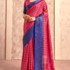 Ravishing Dark Pink Foil Printed Dola Silk Saree With Luminous Blouse Piece