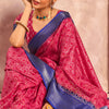 Ravishing Dark Pink Foil Printed Dola Silk Saree With Luminous Blouse Piece