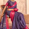 Posh Blue Foil Printed Dola Silk Saree With Resonant Blouse Piece