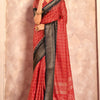 Exemplary Red Foil Printed Dola Silk Saree With Panache Blouse Piece