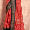 Exemplary Red Foil Printed Dola Silk Saree With Panache Blouse Piece