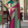 Conflate Wine Soft Banarasi Silk Saree With Ornate Blouse Piece
