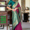 Conflate Wine Soft Banarasi Silk Saree With Ornate Blouse Piece