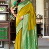 Extraordinary Mustard Soft Banarasi Silk Saree With Scrupulous Blouse Piece