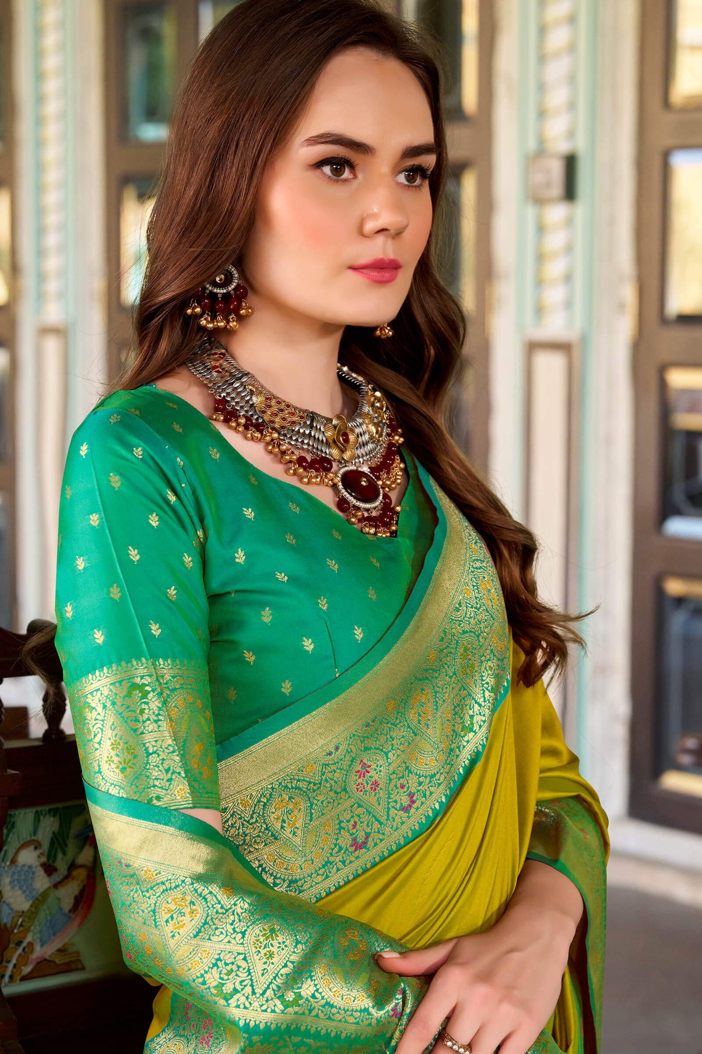 Extraordinary Mustard Soft Banarasi Silk Saree With Scrupulous Blouse Piece