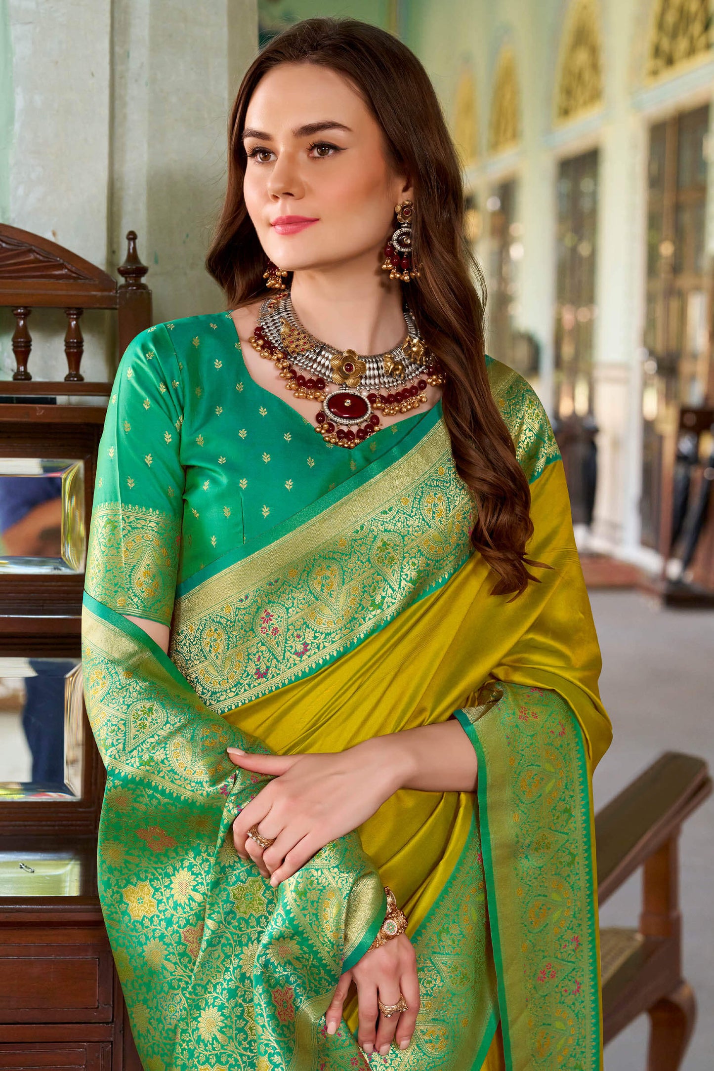 Extraordinary Mustard Soft Banarasi Silk Saree With Scrupulous Blouse Piece