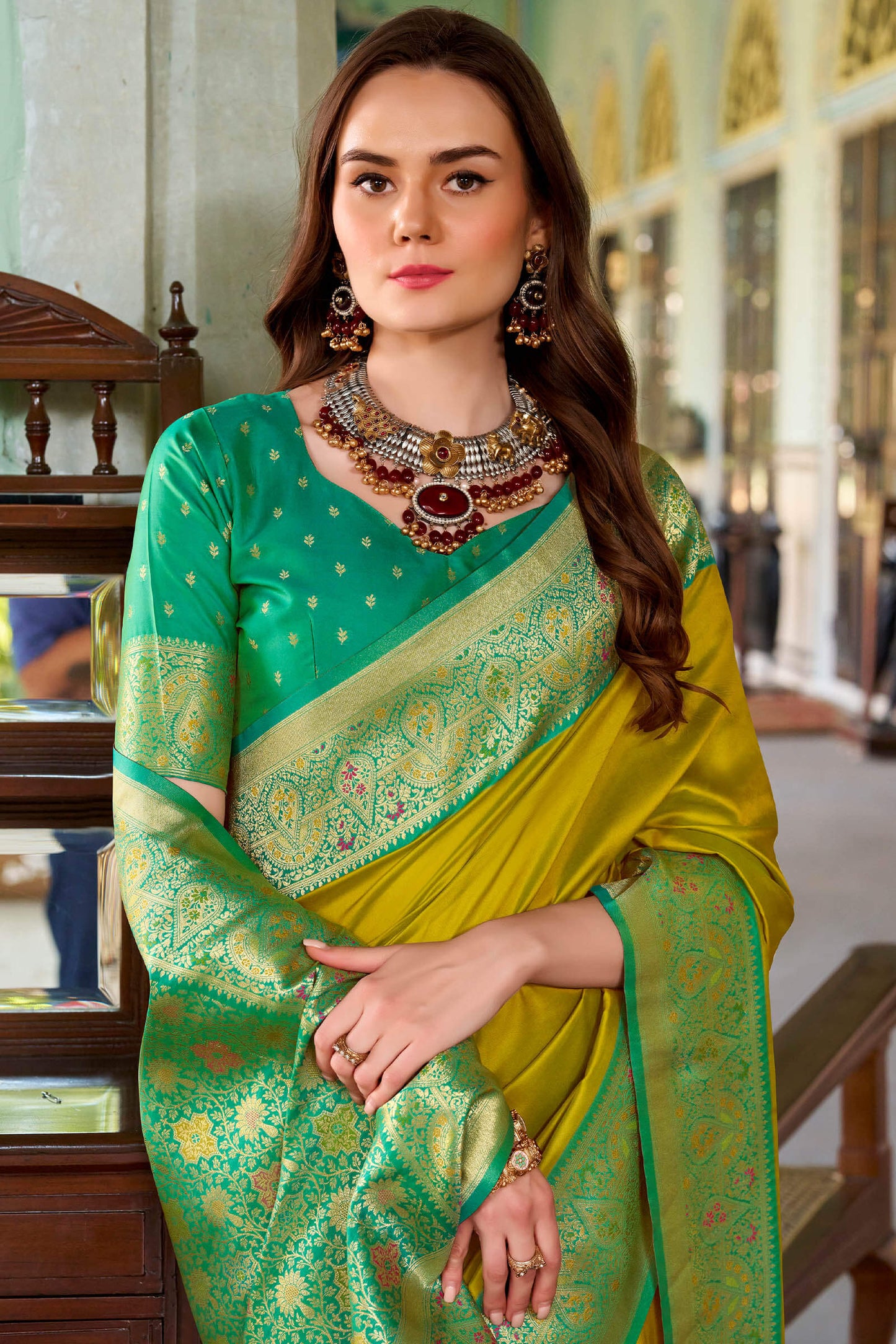 Extraordinary Mustard Soft Banarasi Silk Saree With Scrupulous Blouse Piece