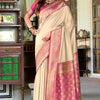Redolent Beige Soft Banarasi Silk Saree With Ebullience Blouse Piece