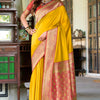 Gorgeous Yellow Soft Banarasi Silk Saree With Exuberant Blouse Piece