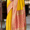 Gorgeous Yellow Soft Banarasi Silk Saree With Exuberant Blouse Piece