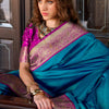 Surpassing Blue Soft Banarasi Silk Saree With Admirable Blouse Piece