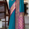 Surpassing Blue Soft Banarasi Silk Saree With Admirable Blouse Piece