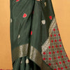 Imbrication Dark Green Foil Printed Dola Silk Saree With Susurrous Blouse Piece