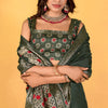 Imbrication Dark Green Foil Printed Dola Silk Saree With Susurrous Blouse Piece