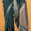 Snappy Rama Foil Printed Dola Silk Saree With Transcendent Blouse Piece