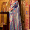 Arresting Blue Soft Banarasi Tissue Silk Saree With Charismatic Blouse Piece