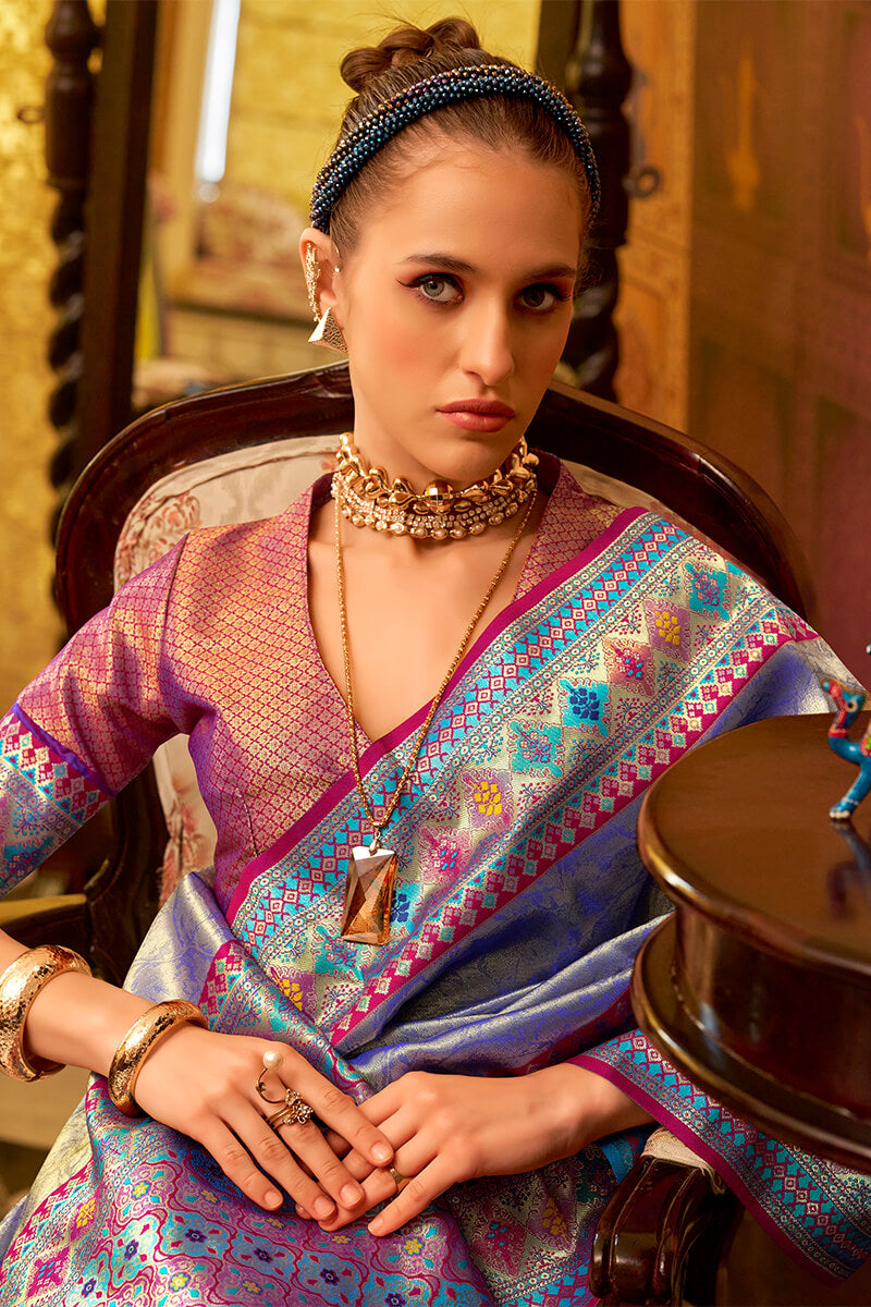 Arresting Blue Soft Banarasi Tissue Silk Saree With Charismatic Blouse Piece