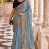 Alluring Sky Cotton Silk Saree With Phenomenal Blouse Piece