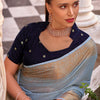 Alluring Sky Cotton Silk Saree With Phenomenal Blouse Piece
