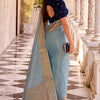 Alluring Sky Cotton Silk Saree With Phenomenal Blouse Piece