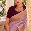 Demanding Lavender Cotton Silk Saree With Groovy Blouse Piece