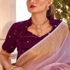 Demanding Lavender Cotton Silk Saree With Groovy Blouse Piece