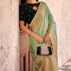 Flamboyant Pista Cotton Silk Saree With Glorious Blouse Piece
