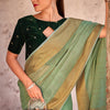 Flamboyant Pista Cotton Silk Saree With Glorious Blouse Piece