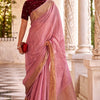 Efflorescence Pink Cotton Silk Saree With Mellifluous Blouse Piece