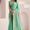 Evanescent Turquoise Cotton Silk Saree With Refreshing Blouse Piece