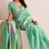 Evanescent Turquoise Cotton Silk Saree With Refreshing Blouse Piece