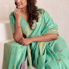 Evanescent Turquoise Cotton Silk Saree With Refreshing Blouse Piece