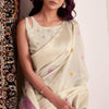 Dalliance Beige Cotton Silk Saree With Blooming Blouse Piece