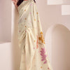 Dalliance Beige Cotton Silk Saree With Blooming Blouse Piece